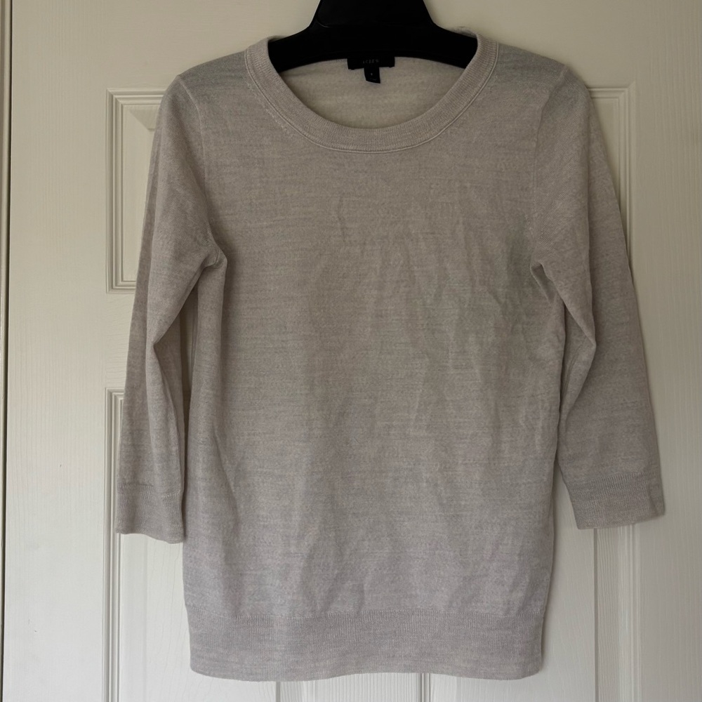 J. Crew Light Gray 3/4 sleeve merino wool Sweater
